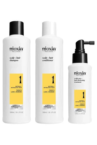 Nioxin مجموعة النظام 1 - علاج تكثيف للشعر الخفيف والناعم غير المعالج