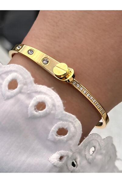 FERRO Yellow Steel Handcuff Cord Crystal Stone Women's Bracelet Frjw10026A-B ...