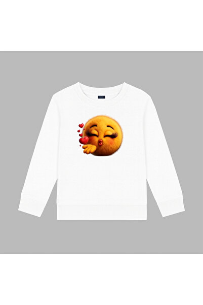 BLITZIST سترة للأطفال من Furry Kiss Emoji مطبوع 3 Thread بدون شاردون (4-13 سنة)