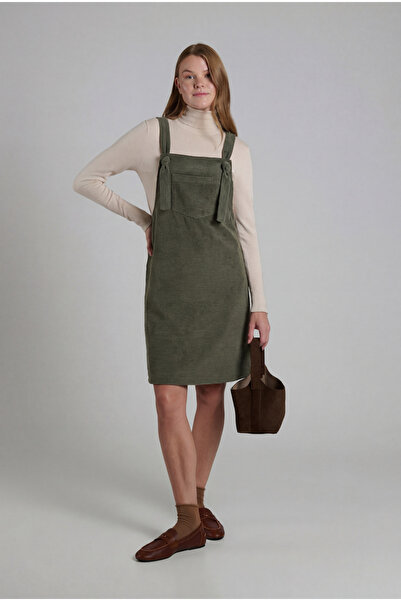 LYN MAMA MYRA6314 Hamile Haki Kadife Jile Elbise