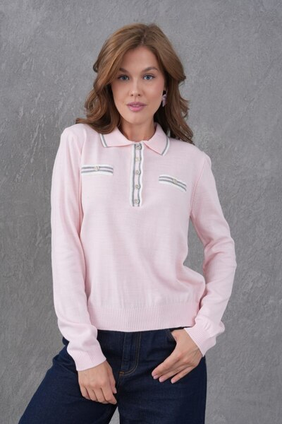 DOLCE QUEEN 👚   Polo Neck Buttoned Slim Knit Sweater