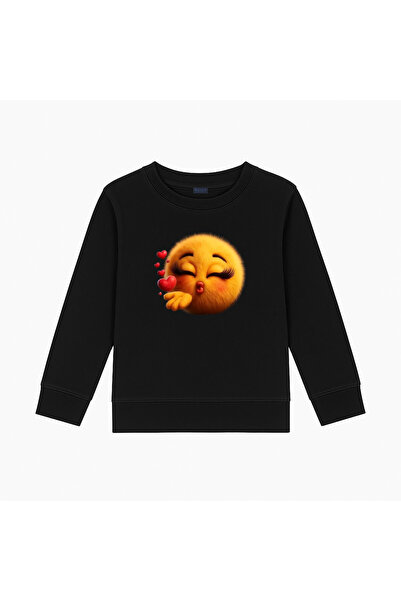 BLITZIST Hanorac pentru copii cu imprimeu Furry Kiss Emoji, cu 3 fire, fără c...
