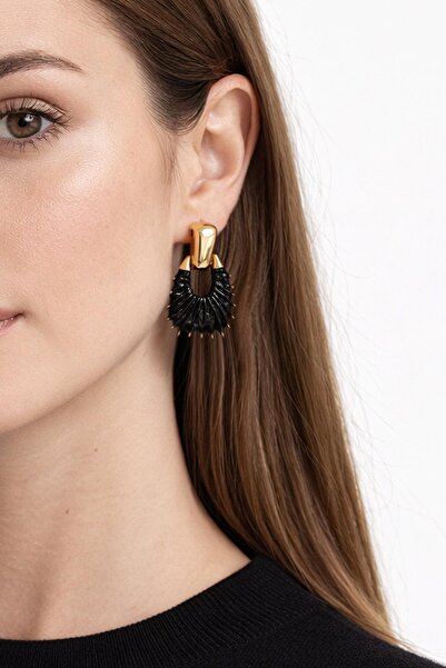 New Obsessions Vintage Earrings with Leather Detail