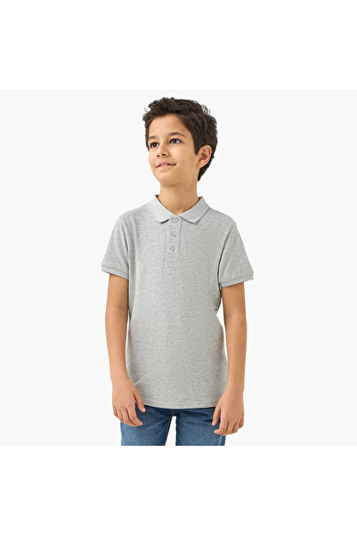 Juniors Textured Polo T-shirt with Short Sleeves