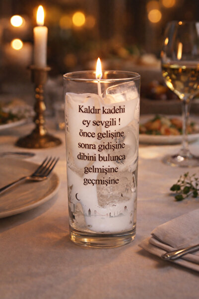 TREND YANKI Rakı Görünümlü Cam Bardakta Mum