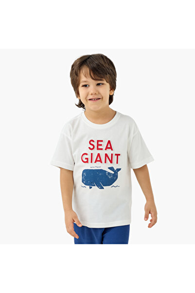 Juniors Graphic Print Crew Neck T-shirt with Short Sleeves