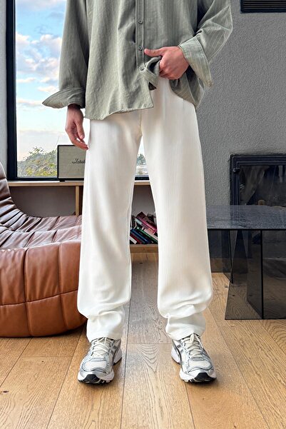Flaw Wear Corded Fabric Fabric Trousers White