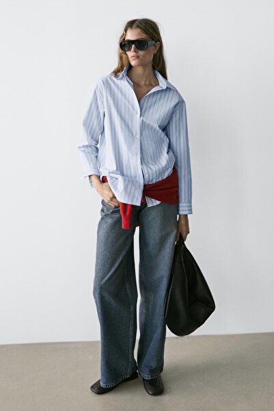 Massimo Dutti %100 pamuklu çizgili gömlek