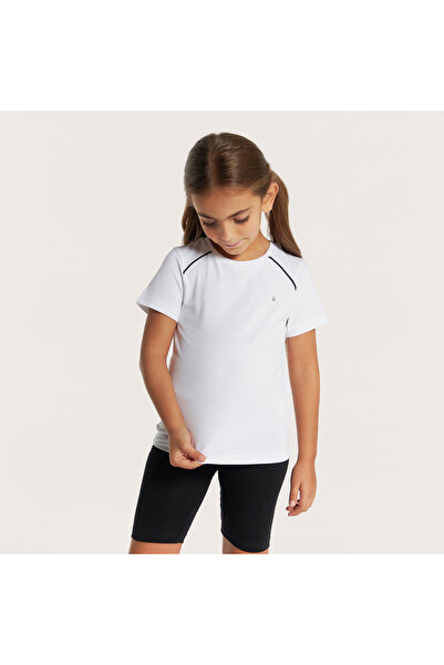 Juniors Solid Crew Neck T-shirt with Short Sleeves