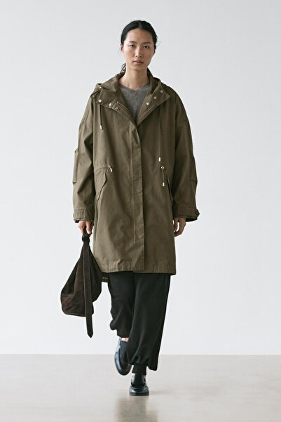 Massimo Dutti Technical fabric trench coat with hood