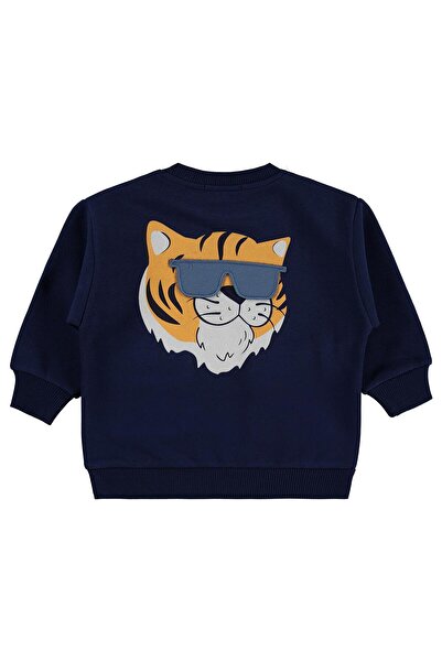 Civil Boys Tiger Print-Embroidered 2-5 Years Old Sweatshirt - Navy Blue 5-6 Y...