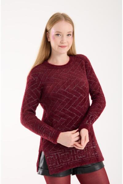 BERNE Kadın Jakarlı Dokulu Bisiklet Yaka Triko