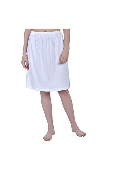 AIMLY Women's Cotton Knee Length Skirt - White (Pack of 1)