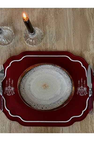 LİONYA DESİGN 2 Adet Şamdan Nakışlı Premium Duck Kumaş Amerikan Servisi (43x3...