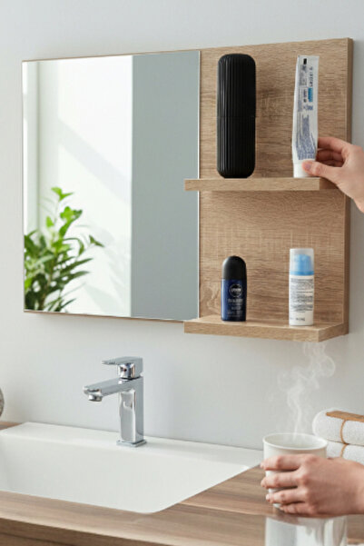 Moemi Lavabo Aynası Banyo Aynası Raflı Ayna Salon Aynası Duvar Aynası