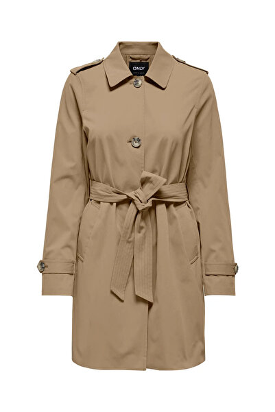 ONLY Trench lung de damă, bej, cu închidere cu nasturi și curea în talie - 15...