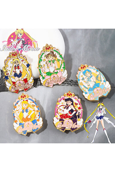 Miniso X00575-015 2-6PCS/SET Anime Cute Character Badge Brooch Luna Cat Sailo...