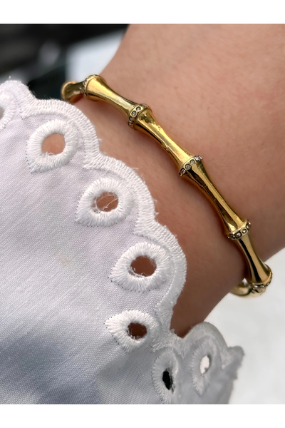 FERRO Yellow Steel Handcuff Cord Crystal Stone Women's Bracelet Frjw10027-B G...