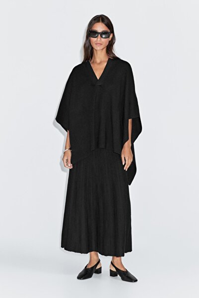 Massimo Dutti Kısa triko V yaka pelerin