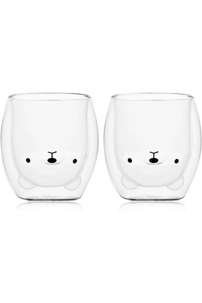 Generic 2PC Double Wall Glass Cute bear Coffee Tea Cup