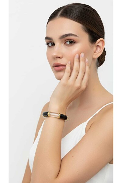 Mimoza Accessories سوار عظمي بلون أسود شفاف