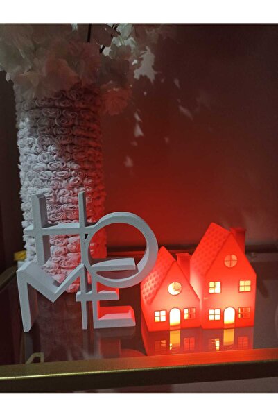 smilechild Red Christmas Houses with Led Candles and White Home Decor 7-9.5-1...