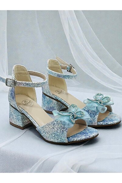 Guppy Kids Girl's Glitter Bow Detailed Heeled Shoes