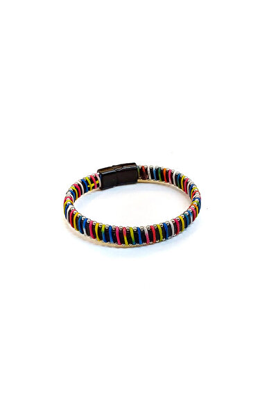HER ŞEY NOTA www.herseynota.com Color Loop Core – Black Men's Bracelet with C...