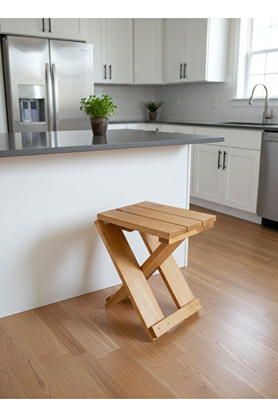 varje Doğal Ahşap Katlanır Çok Amaçlı Tabure, Mutfak, Kamp, Piknik ve Outdoor...