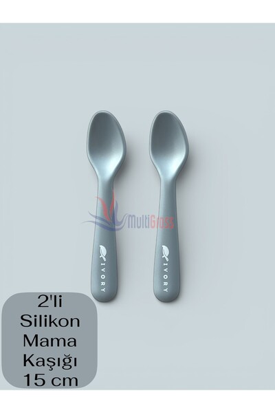 Multiamo 2'li Silikon Mama Kaşığı 15 cm %100 Silikon BPA Free