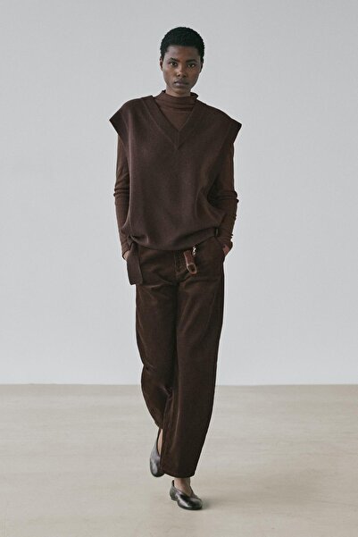 Massimo Dutti V yaka bağcık detaylı önlük