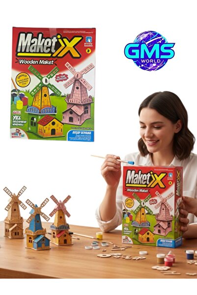 EVASAN YEL DEĞİRMENİ AHŞAP MAKET BOYAMA SETİ (EL BECERİSİ KAZANDIRIR)