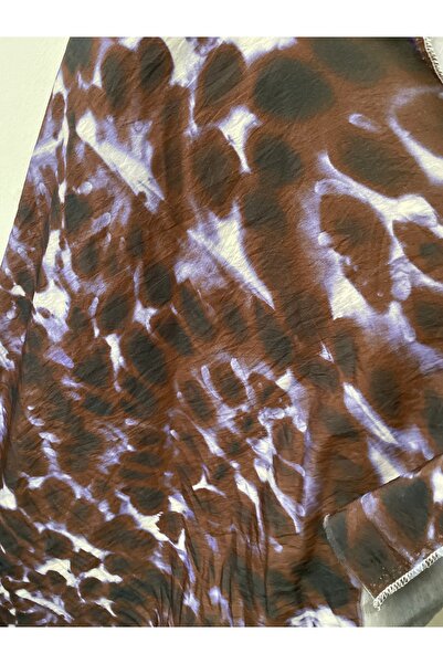 Butik kahveli desenli ayrobin kumaş 150cm çift en