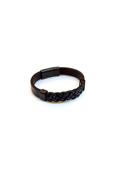 HER ŞEY NOTA www.herseynota.com فيورج برايد – سوار رجالي من الجلد الأسود بتفا...