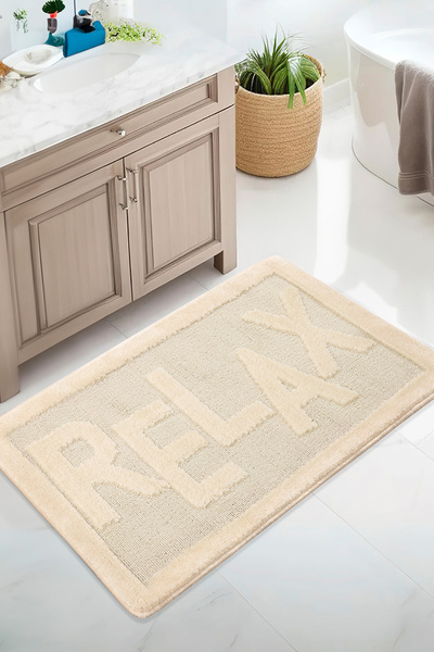 Konfor Halı Natural Non-Slip Base Bath Mat Long-Lasting Soft Textured Water-A...