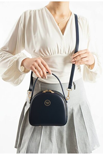 Çanta Trend Navy Blue 3-Compartment Small Women's Hand and Shoulder Bag
