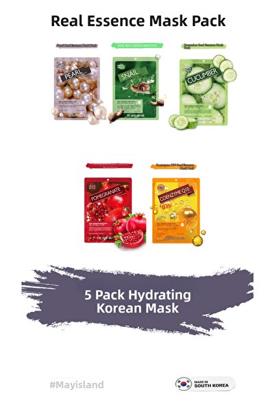May Island Korean Paper Face Mask Set of 5 - Mixed Design