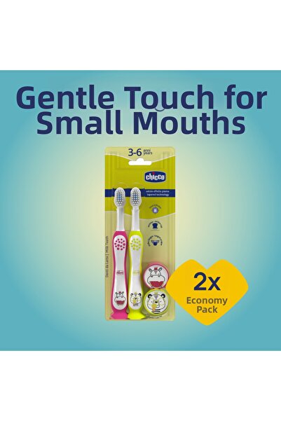 Chicco 2'Lİ DİŞ FIRÇASI 3-6 YAŞ HIPPO-PANDA