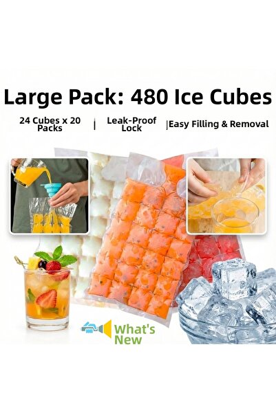 nelerbulurum Ice Bag Bone Water Bag Ice Cream Juice Ice Bag Ice Cube 480 Cube...