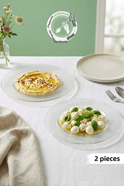 Glamis Selen Concept Plak Model Handmade Glass Serving and Dinner Plate Set of 2