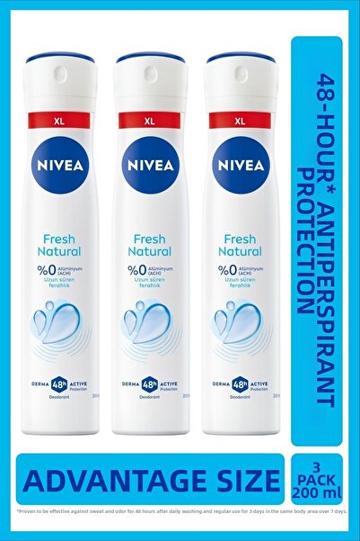 NIVEA Women's deodorant spray Fresh 200 ml, 48 h protection against sweat, X3...