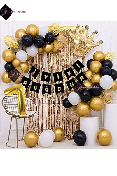 Bkmc 7 Year Old King Crown Balloon Chain Birthday Set Happy Birthday