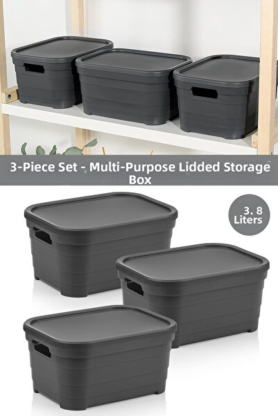 Meleni Home 3 Decorative Pyramid Storage Boxes with Lids - Closet Organizer 3...