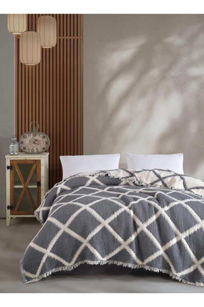 VİLERA HOME 100% Organic Muslin 240*260 Battal Size Bed Cover