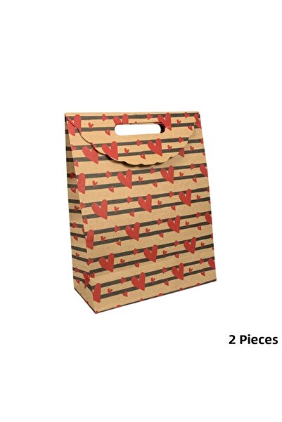 roco paper Pungi Kraft, 2 bucăți, cadou cu model de inimă și boutique și petr...