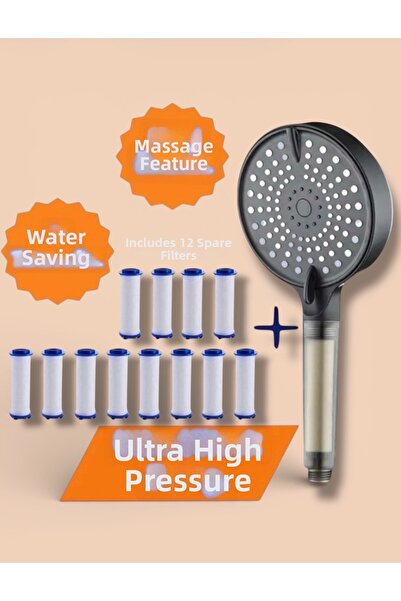 TRUVA Large panel water-saving shower head with 12 li filter