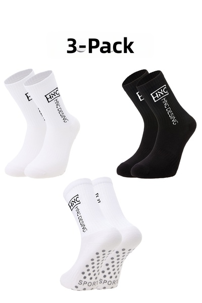 HNC Sport 3 Pairs 1 Black 2 White Non-Slip Silicone Sole Breathable Premium F...