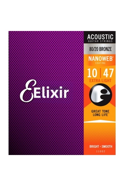 Elixir 11002 نانو ويب 80/20 سلك جيتار صوتي برونزي (10-47)