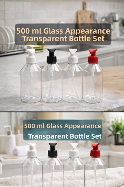 plant-home 500 ml Glass-Looking Transparent Pet Bottle Set – 4 Pieces |   Bat...