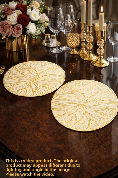 Emsay Store Supla cu model crem auriu – Set de 2 - Prezentare de veselă de lu...